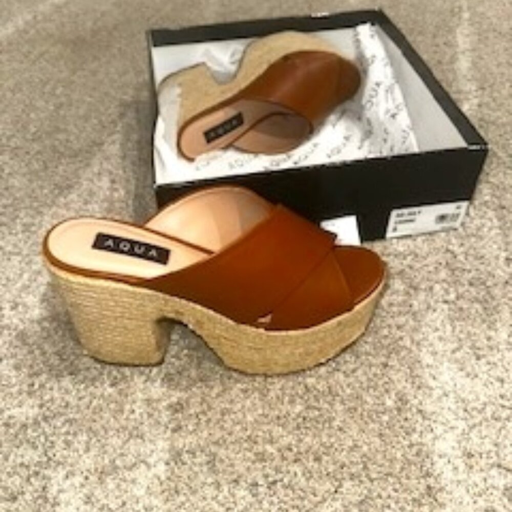 Aqua July Cognac Platform Sandals Sz 8 (NEW IN BOX)